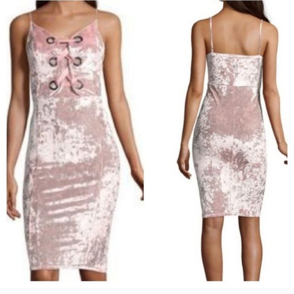 project RUNWAY Dresses & Skirts - New with tags Pink Crushed Velvet Lace Front Dress size XXL
